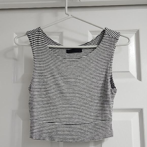 Final Touch Black and White Striped Tank Top - Picture 1 of 6